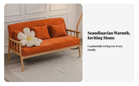 Nordic Design Wooden Frame Corduroy Couch Minimalist Design Sofa High-Resilience Foam Cushion Living Room Furniture Luxurious Cushions for Apartment Dwellers, Homeowners, Young Adults, Small Areas, Bedroom, Lounge Area, Pale Ice