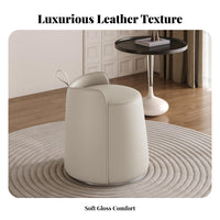Round Padded Stool Luxurious Design Vanity Chair Sturdy Construction for Bedroom