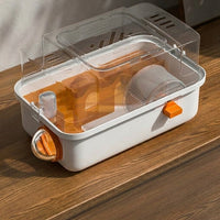 Transparent Hamster Cage Single Layer House with Handle and Side Door, Portable Oval Shape Beginner Indoor Dwarf Hamster Habitat