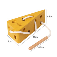 Wooden Cheese Lacing Block Educational Wooden Cheese Lacing Toy Smooth Edges for Classroom