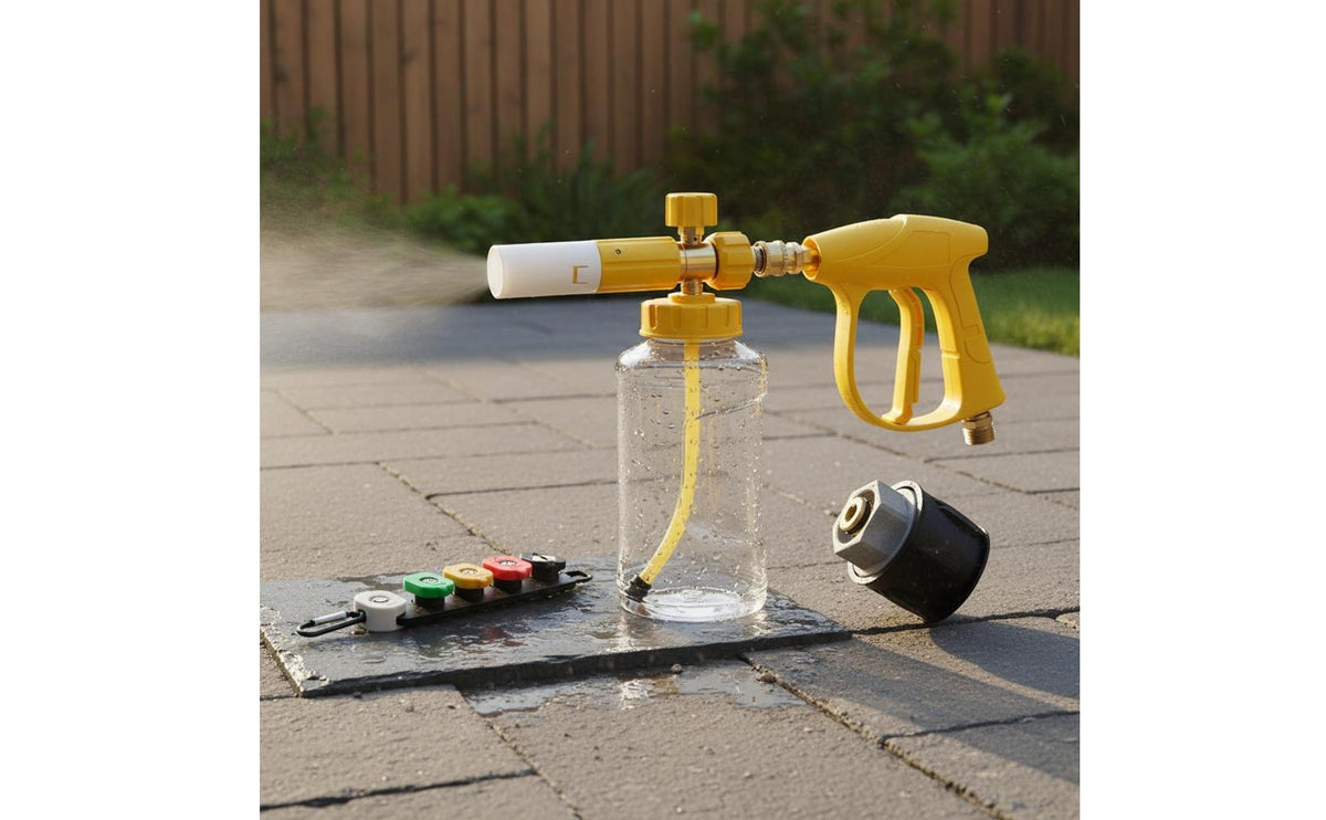 1/4 Inch Quick Connect High Pressure Foam Cannon Wide Mouth Bottle Pressure Washer Foam Cannon Heavy Duty Construction