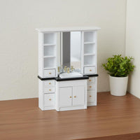 1:12 Scale Washroom Sink Vanity 1/12 Dollhouse Sink Cabinet Wooden Miniature House Decor for Collectors