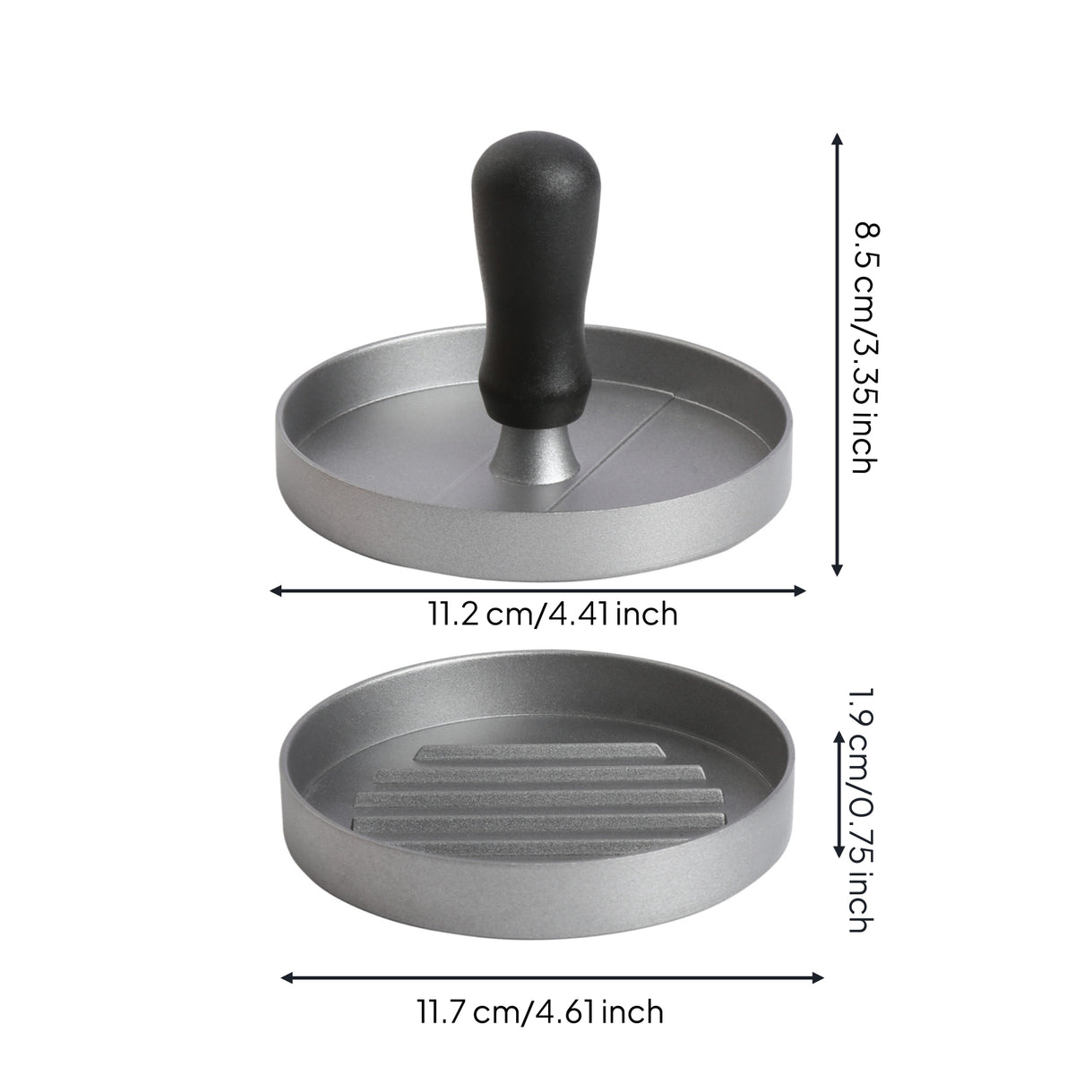 Metal Hamburger Press Black Handle Hamburger Patty Press Ridged Base