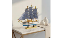 Mediterranean Design Ship Decor Artisanal Wooden Sailboat Model for Office