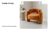 Light Luxury Design Curved Backrest Single Sofa Trendy Design Upholstered Single Sofa Deep Seat Curved Armchair Sturdy Construction for Interior Designers, Business Owners, Reception Area, Beauty Salon, Balcony, Living Room