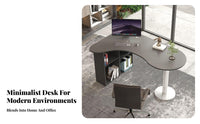 Minimalist Design Curved Computer Desk Spacious Tabletop Corner Office Desk Easy Assembly Gaming Study Table Ample Storage Space for Professionals, Students, Gamers, Bedroom, Small Areas