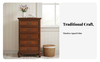 Distressed Finish 5-Drawer Storage Chest Vintage & design 5-Drawer upright Cabinet North North American Design vertical chest of drawers Large Capacity for Interior Decorators, homeowners, Adults, Bedroom, Hallway