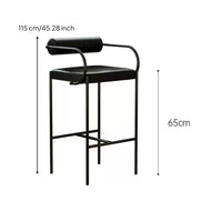 Modern Bar Stool with Backrest Padded Seat Upholstered Kitchen Island Stool Seating Furniture for Reception Desk