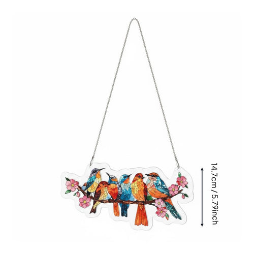 Perching Bird & Arbor Hanging Ornament Easy to Suspended Bird Window Light Ornament Indoor Outdoor Use Colorful Acrylic Hanging Decor for Garden