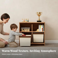 Multi-Bin Shelf Large Capacity Multi-Bin Cabinet child-safe fromsign sturdy Frame for Playroom, Nursery