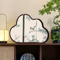 New Chinese Style Folding Table Screen with Flower and Bird Design