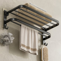 Sink and Washroom Wall-Mounted Rack for Homeowners, Foldable Space Aluminum Bath Towel Holder with No-Drill Mount