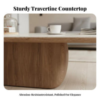 2 Pieces Minimalist Design Oval and Round Coffee Table Set Natural Texture Top Living Room Furniture Antique aesthetic Accent Tables Heat-Resistant for Apartment Dwellers, Interior Designers, Homeowners, Lounge Area, Home Office