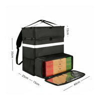 Portable Insulated Pizza Delivery Bag Waterproof Large Capacity Thermal Food Carrier Reflective Strips for Caterers, Picnics