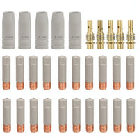 30 Pieces 15AK MIG Torch Consumable Kit High Temperature Resistant MIG Welder Connector Tips and Nozzles Set Guarding Coating for Welders, Garage