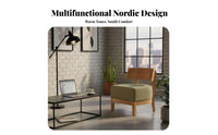 Nordic Design Upholstered Wood Armchair Minimalist aesthetic Accent Chair space-saving Footprint Seating Furniture Ergonomic spinerest for Apartment Dwellers, Interior Designers, Living Room, Hotel, Reception Area, Bedroom