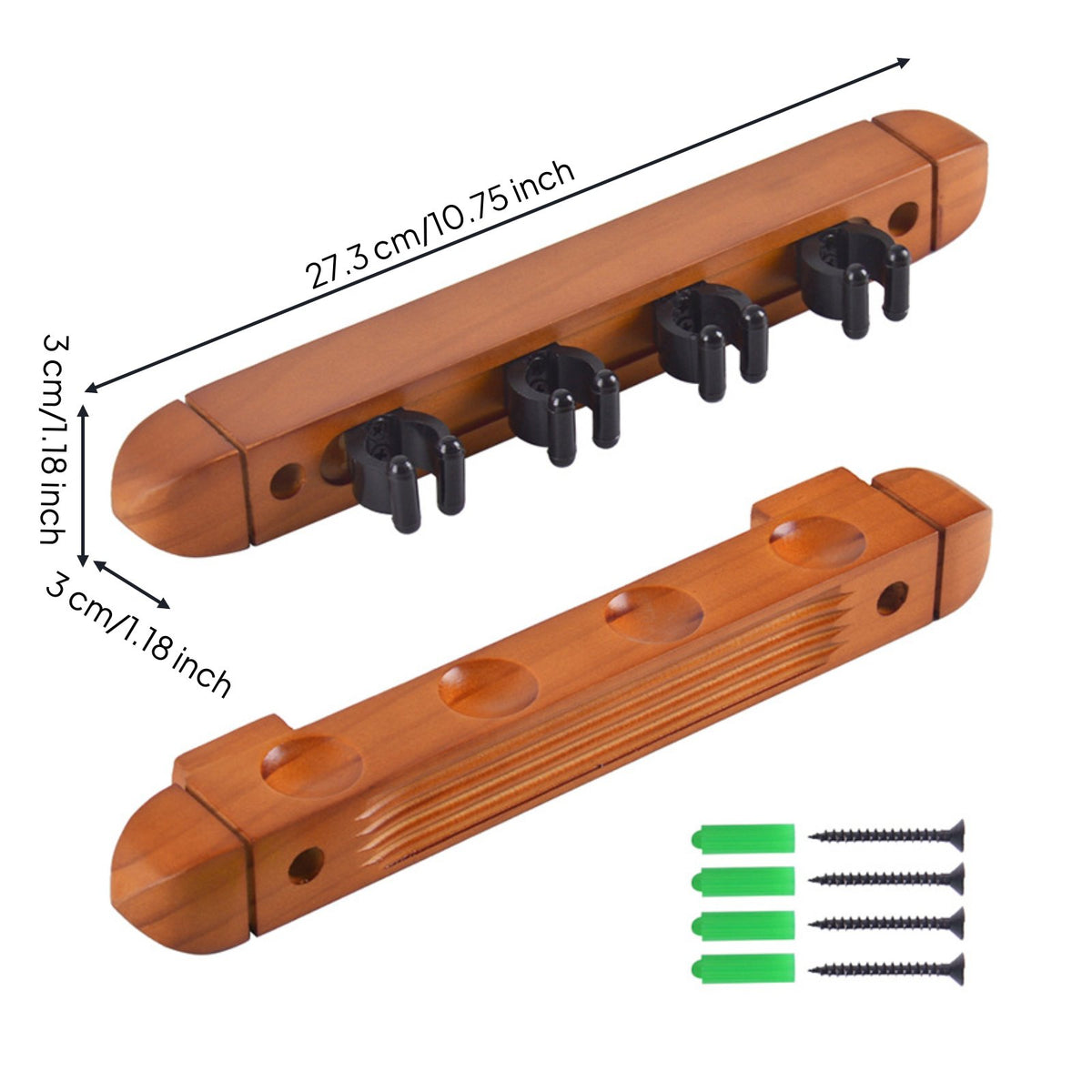 4 Hole Billiard Cue Rack Solid Wood Wooden Pool Holder Space Saving Sports Storage for Bar