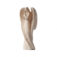 Sandstone-Finish Angel Figurine Curved Plumage Resin Angel Figurine Calm Pose