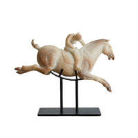 Horse Statue with Horseman Abstract Equestrian Statue Weathered for Bookshelf