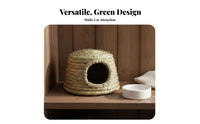 Natural Material Woven Grass Pet Hut Multi-Use Woven Grass Pet Hut Comfortable Handwoven Pet Nest Breathable for Rabbit Owners, Hutch, Aviary, Indoor, Playpen