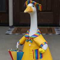 Goose Clothes with Hat and Umbrella Rainbow Trim Goose Raincoat Costume for Lawn