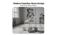 2-Tier Rolling Side Table Minimalist Design Mobile Furniture Large Capacity