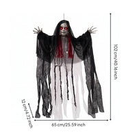 Seasonal Decor Eerie Hanging Doll Hooded Specter Doll Tattered Material Sound-Activated