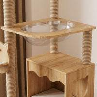 Cat Climbing Frame with House, 5-Level Solid Wood Activity Center Tree Indoor for 3 Large Cats, Stable Ladder and 7cm Post Diameter Scratching