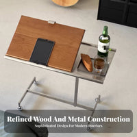 Multi-Purpose Adjustable C-Shaped Table Mobile Design Rolling C-Shaped Table Easy Assembly Small Desk for Remote Workers, Apartment Dwellers, Homeowners, Living Room, Bedroom, Home Office