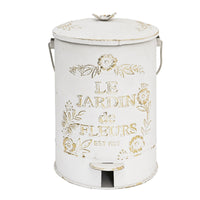 Waste Basket Compact Size Side Handles Lidded Metal Trash Can for Outdoor