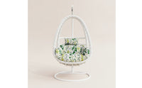 Freestanding Hanging Swing Chair with Stand Woven Wicker Swing Chair with Stand Cushioned Furniture Basket-Style for Balcony