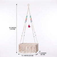 Bohemian Cat Bed Macrame Hanging Cat Hammock, Round Swing Hanging with Suction Cups, Space Saving Window Perch and Boho Macrame Cat Swing