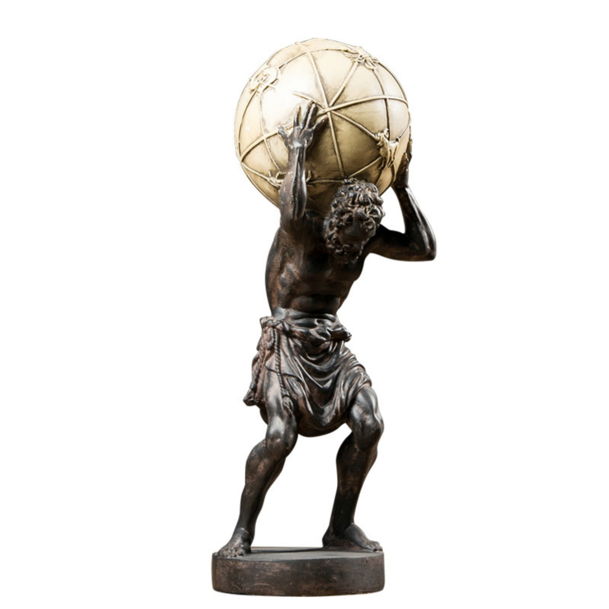 Titan Figure Statue with Sphere Mythological Decor Weathered for Study