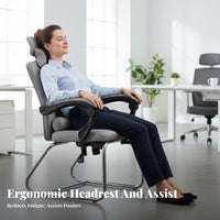 Reclining Office Chair with Footrest Ergonomic Design for Relaxing, Studying