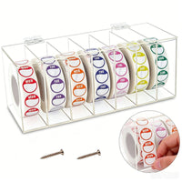 Wall-Mounted Label Container Easy to See Clear Sticker Roll Holder Space-Saving Sticker Roll Organizer