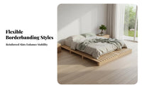 Japanese Design Slatted Tatami Frame Breathable Design Bedroom Furniture Low-to-the-Ground Platform Bed Space-Saving for Homeowners, Apartment Dwellers, Minimalists, Small Apartments, Guest Room