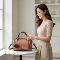 Flower Charm Handbag  Pillow Upper Closure Handle Fashion Accessory