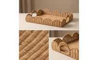 Rattan Tray with Handles Wicker Tray Sturdy for Coffee Table, Vanity