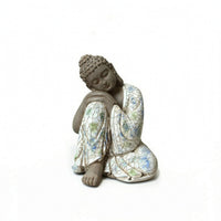Garden Ornament with Mosaic Finish Zen-Style Buddha Statue Versatile for Patio