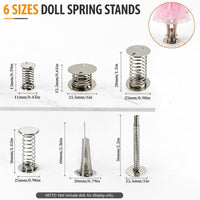 30 Pack 6 Sizes Doll Head Spring Replacement Parts Self-Adhesive Spring Base for DIY