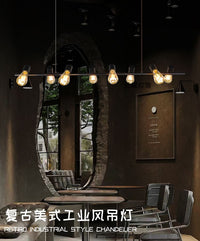美式餐厅吊灯创意个性长条灯收银台咖啡厅吧台灯办公室工业风灯具 A 10头配龙珠7瓦LED灯泡（三色光）