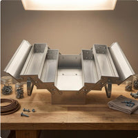 Stainless Steel Toolbox Foldable Three-Layer Toolbox Silver Shiny Finish