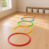 8 Pieces Coordination Training Hopscotch Rings Movement Skills Plastic Jumping Rings Colorful Jump Hoop Set Bright Colors for Toddlers, Playroom