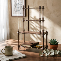 Wooden Shelf with Four Tiers Stable Multi-Tier Shelf Narrow for Flower Shop