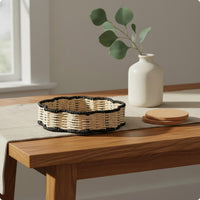 Two-Tone Paper Rope Tray Pastoral Design Desktop Organizer for Dresser