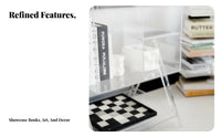 Transparent Ribbon Table Sculptural Design Nightstand Iridescent Finish