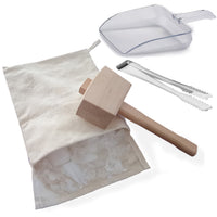 Canvas Ice Bag with Wooden Mallet and Ice Scoop Set, FDA Certified
