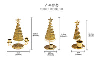 欧美节日烛台摆件艺术家居装饰欧式金色金属松树圣诞树细蜡烛台