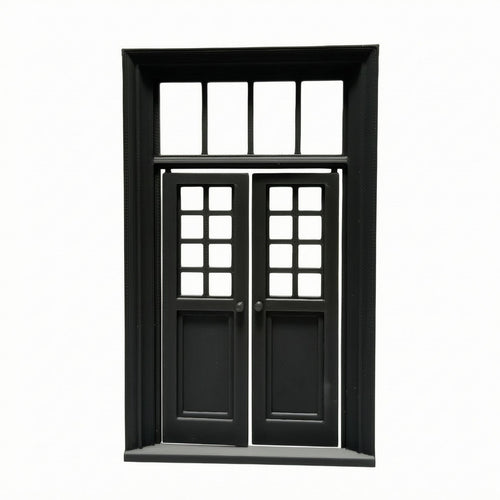1:12 Scale Dollhouse Door Pane-Style Two Panel Toplight Door Rectangular Frame