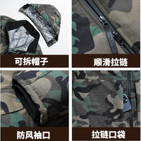 冬季男款防水棉服耐磨加厚保暖石墨烯棉袄大码防寒冷库迷彩劳保服